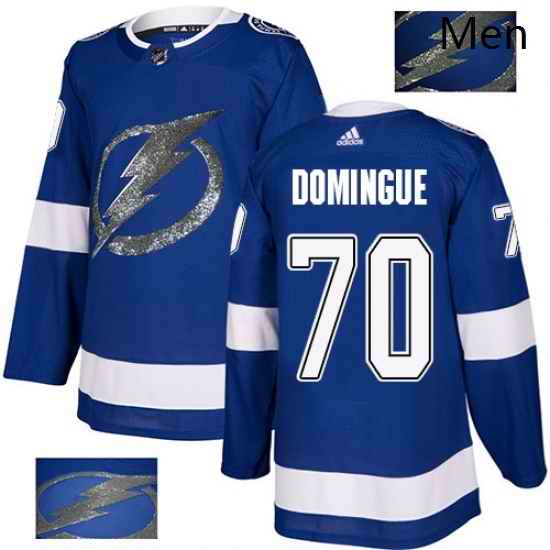 Mens Adidas Tampa Bay Lightning 70 Louis Domingue Authentic Royal Blue Fashion Gold NHL Jerse